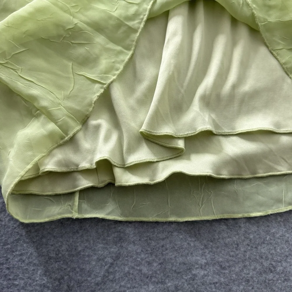 Y2K Dressbarn Light Green Ruffle V-neck Fairycore Top Women's Medium‎ Blouse